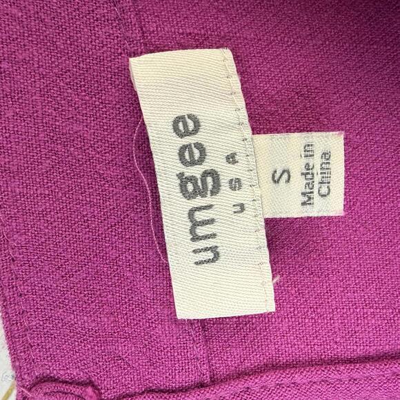 Umgee Magenta Oversized Tiered Babydoll Linen Blend Dress - Size - Small - Picture 5 of 7